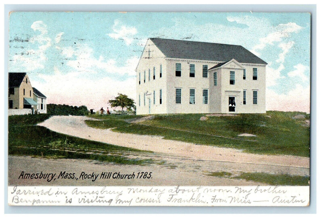 1908 Rocky Hill Church Amesbury Massachusetts MA Posted Antique Postcard