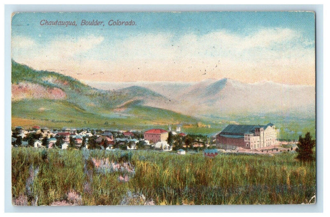 1913 Bird's Eye View Of Chautauqua Boulder Colorado CO Posted Antique Postcard