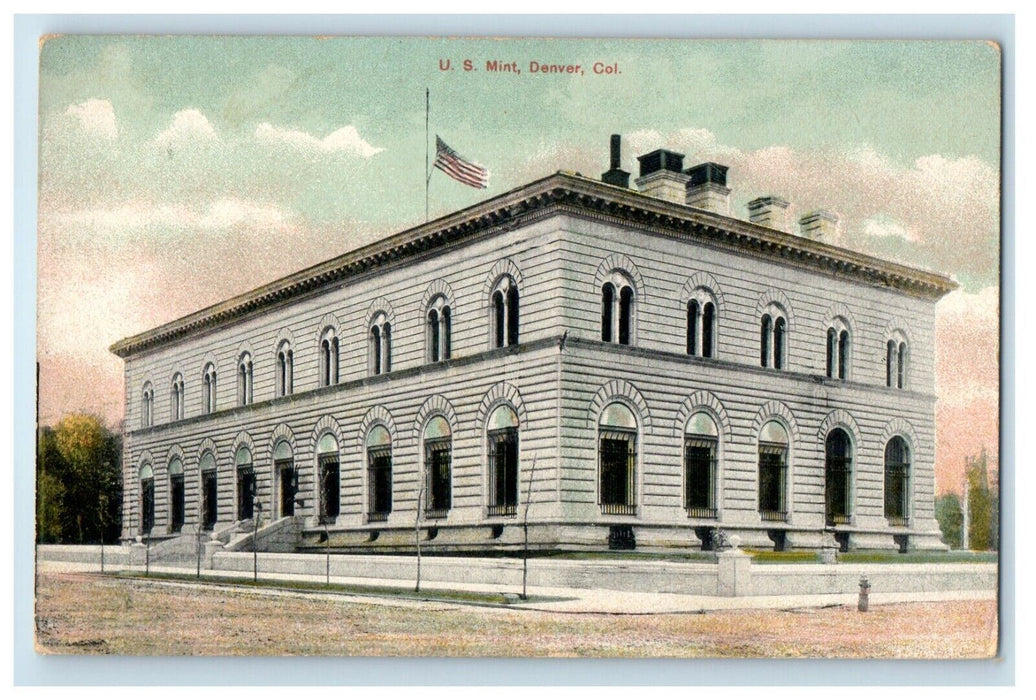 c1910's U.S. Mint Building Denver Colorado CO Unposted Antique Postcard