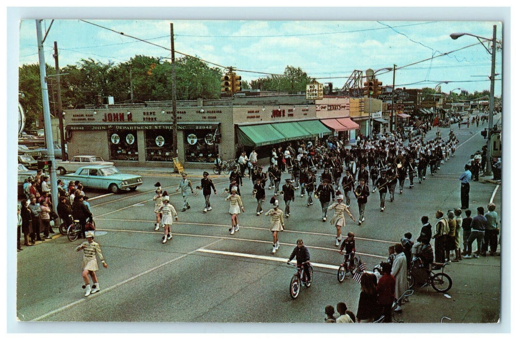 c1960's Senior High School Band Memorial Day Parade Hazel Park Michigan Postcard