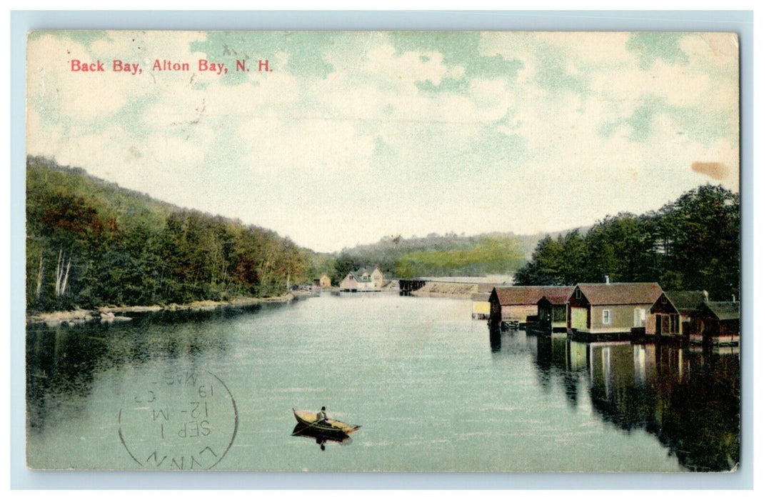 1908 Back Bay Alton Bay New Hampshire NH Northwood Narrows Postcard