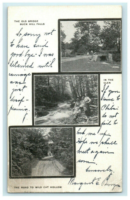 1908 Old Bridge Wild Cat Hollow Buck Hill Falls Pennsylvania PA Postcard