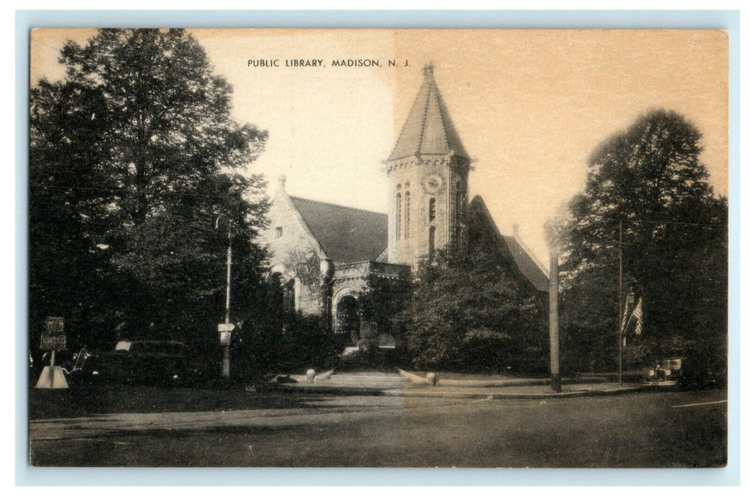 1943 Public Library Madison New Jersey NJ Posted Antique Postcard