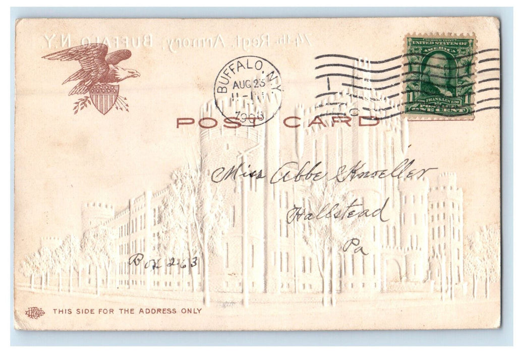 1903 74th Regiment Armory Buffalo New York NY Embossed Airbrush Postcard