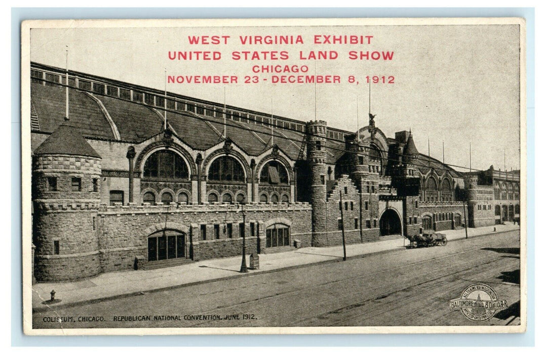 1912 Republican National Convention Coliseum Chicago IL Advertising Postcard