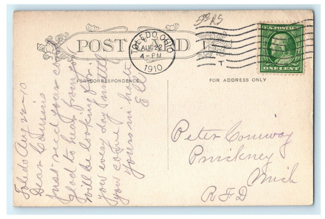 1910 Parkwood Avenue Toledo Ohio OH Posted Antique Postcard