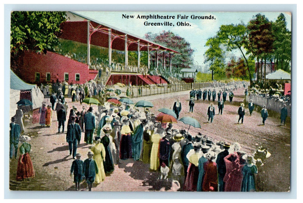 1912 New Amphitheatre Fair Grounds, Greenville Ohio OH Posted Antique Postcard