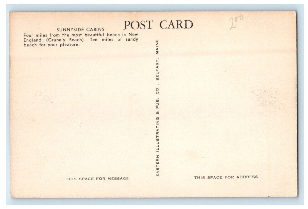 View Of Sunnyside Cabins Ipswich Massachusetts MA Unposted Vintage Postcard