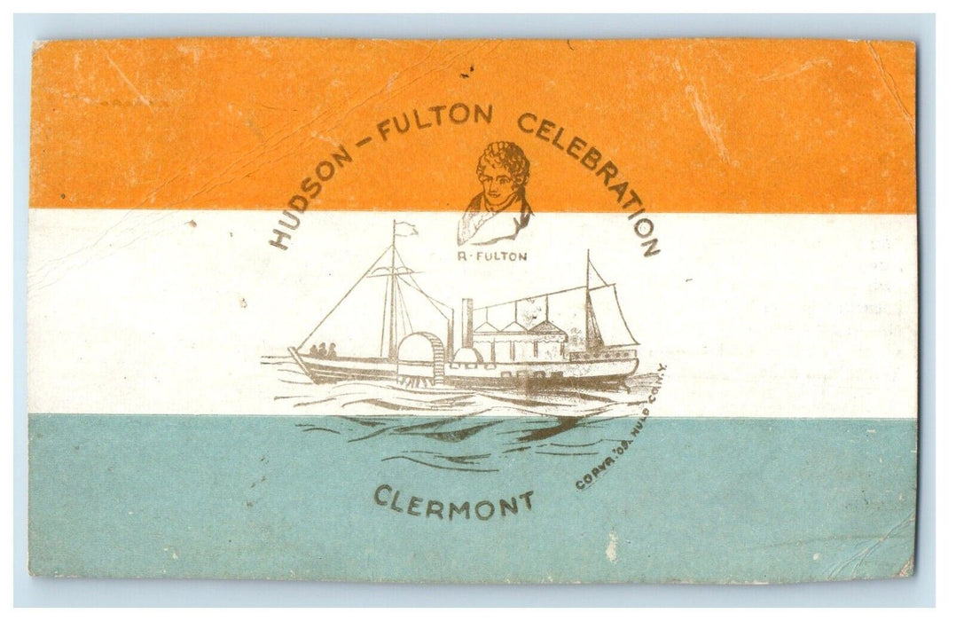 1909 Steamer Hudson Fulton Celebration Clermont New Rochester NY Postcard