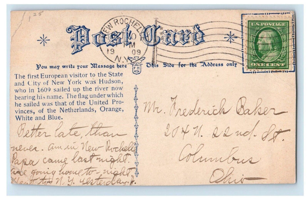 1909 Steamer Hudson Fulton Celebration Clermont New Rochester NY Postcard