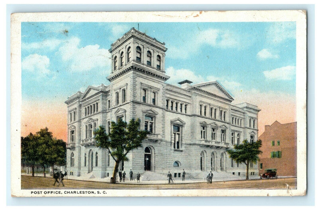 Post Office Charleston South Carolina 1923 Navy Yard Postmark Vintage Postcard