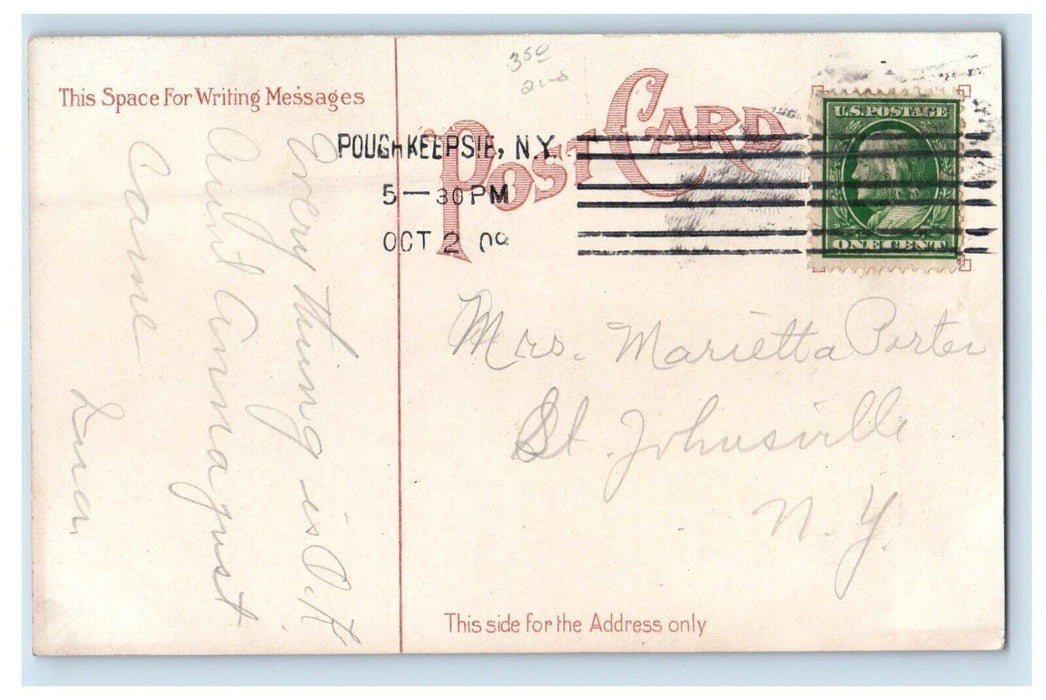1909 Hudson River NY, Henry Hudson Sailing Ship Half Moon Discovered Postcard