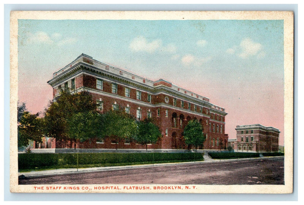 c1920s The Staff Kings co. Hospital Flatbush Brooklyn NY Unposted Postcard