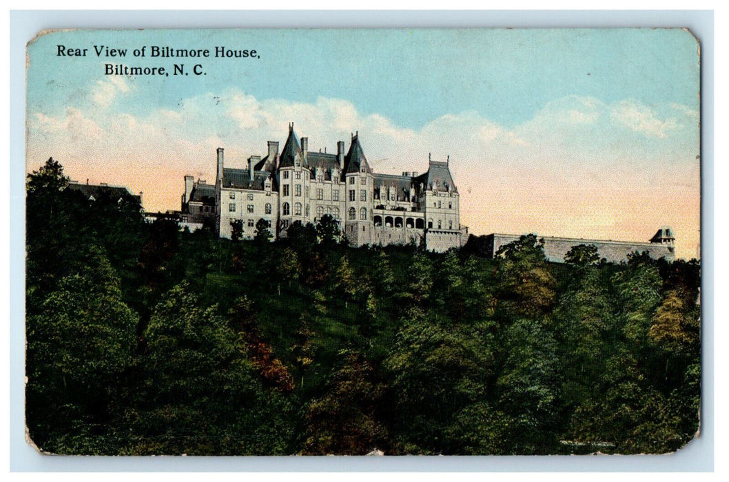 1913 Rear View of Biltmore House Biltmore North Carolina NC Postcard