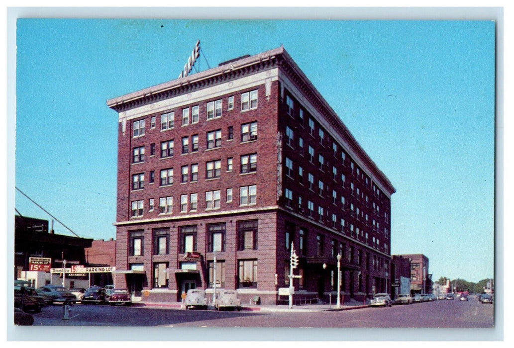 Hasting Nebraska NE, Hotel Clarke Building Cars Street View Vintage Postcard
