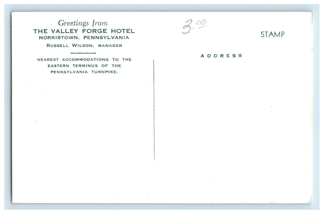 c1950s Greetings from Valley Forge Hotel Norristown Pennsylvania PA Postcard