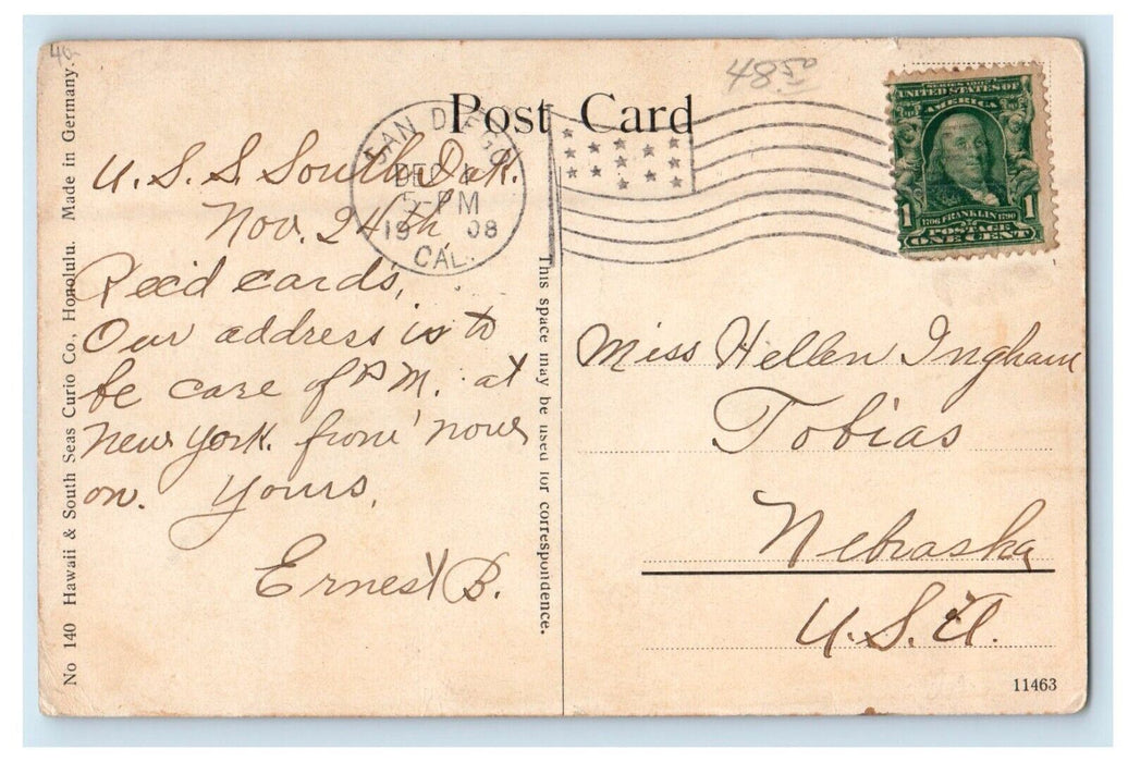 1908 Luaaha Home Of C.M. Cooke Esq. Honolulu Hawaii HI Posted Antique Postcard