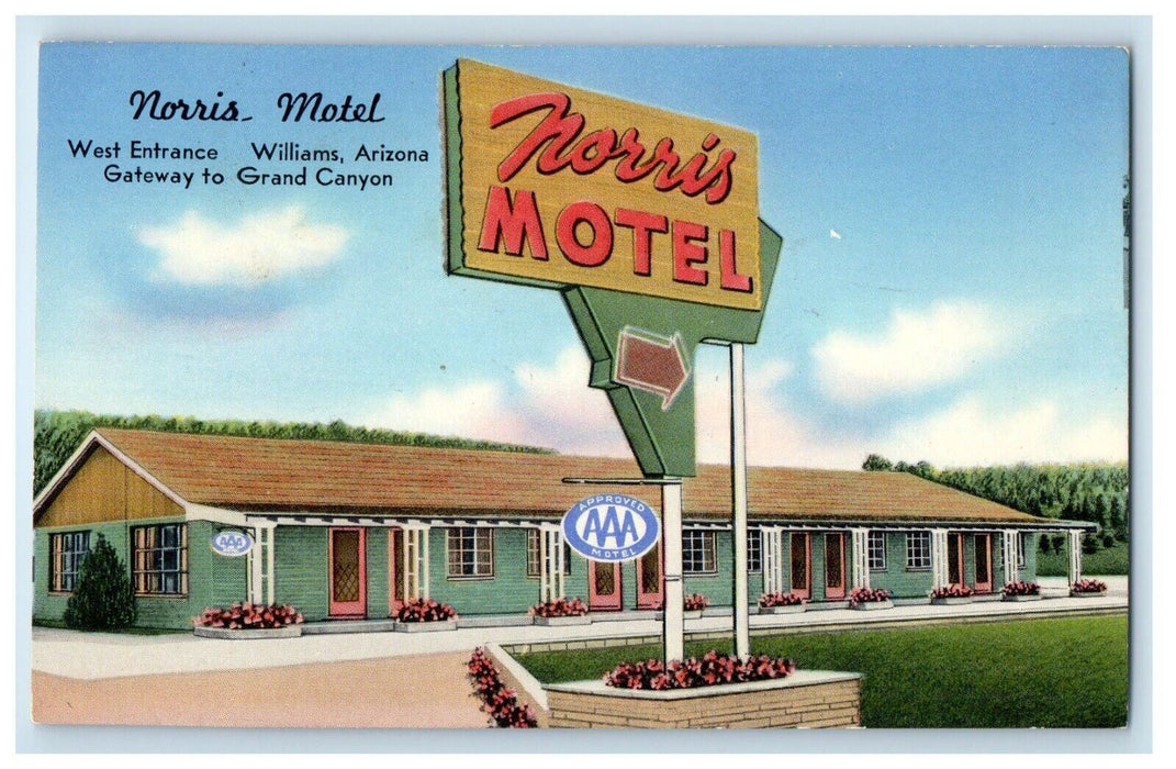 Norris Motel West Entrance Gateway To Grand Canyon Williams Arizona AZ Postcard