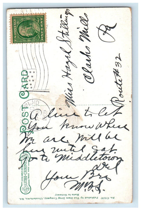 1909 Washington College Chestertown Maryland MD Posted Antique Postcard