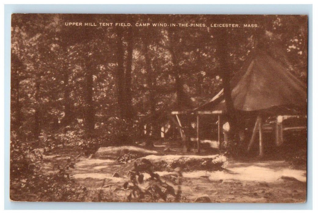 Upper Hill Tent Field Camp Wind In The Pines Leicester Massachusetts MA Postcard