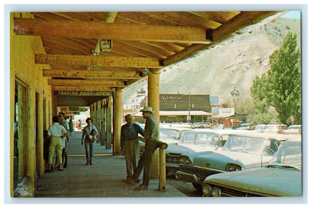 c1950s Board Sidewalks and Rustic Buildings Jackson Wyoming WY Postcard