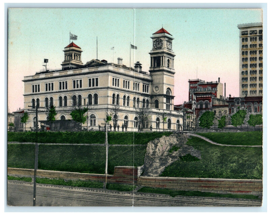 c1910 Panorama Fold Out Custom House Railroad Memphis Tennessee TN Postcard