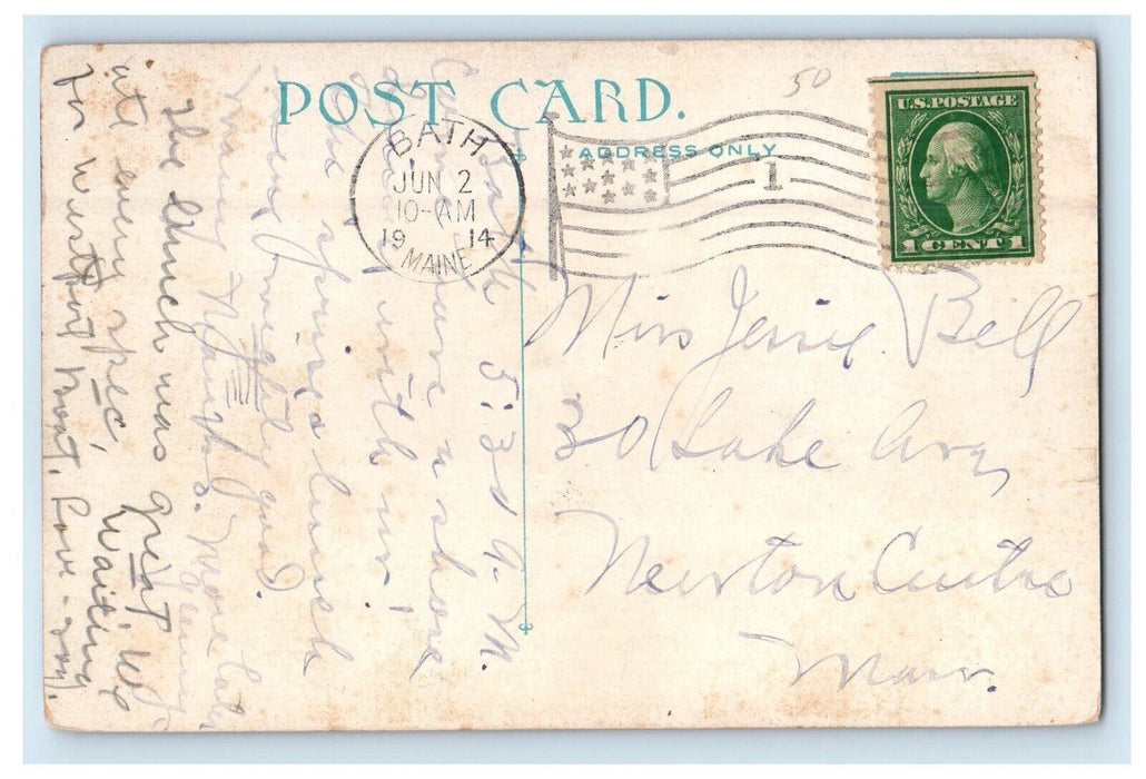 1914 View Of New Meadows Bridge West Bath Maine ME Posted Antique Postcard