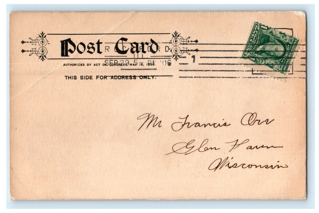 1906 View Up Rock River Brown's Business College Rockford Illinois IL Postcard