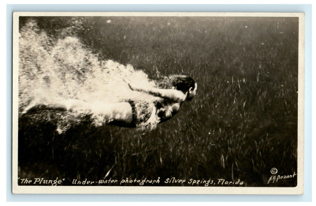 c1940's The Plunge Underwater Silver Springs Florida FL RPPC Photo Postcard