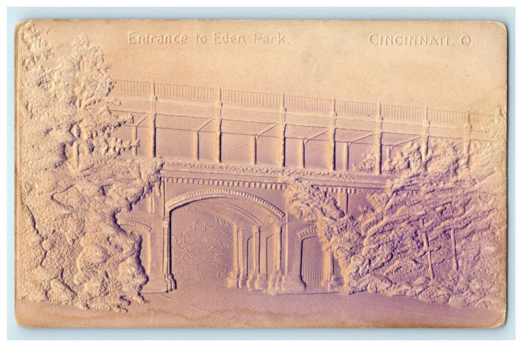 c1910 Entrance to Eden Park Cincinnati Ohio OH Embossed Airbrushed Postcard