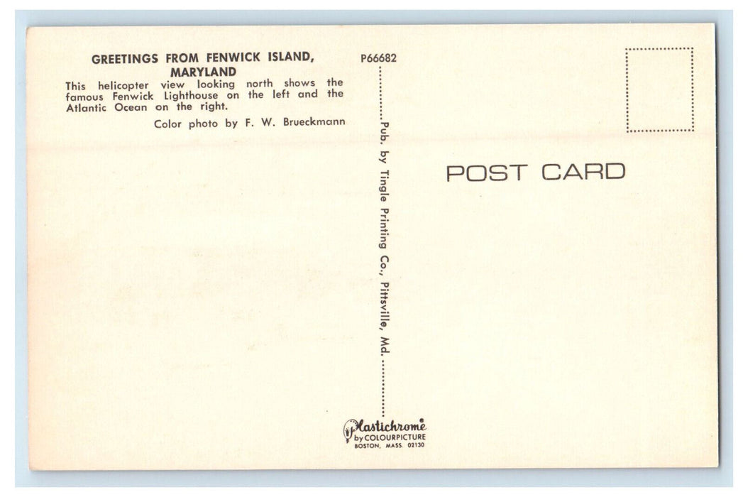 c1950 Aerial View, Greetings from Fenwick Island Maryland MD Posted Postcard