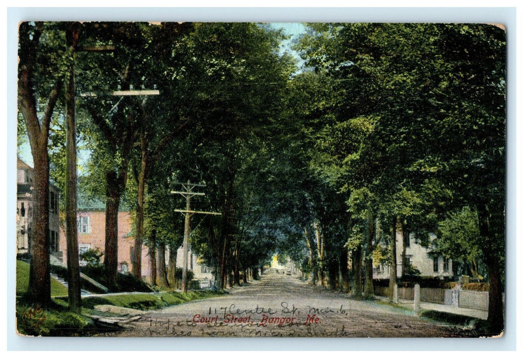 1908 Crosby Bean Souvenir Goods Shop Court Street Bangor Maine ME Postcard