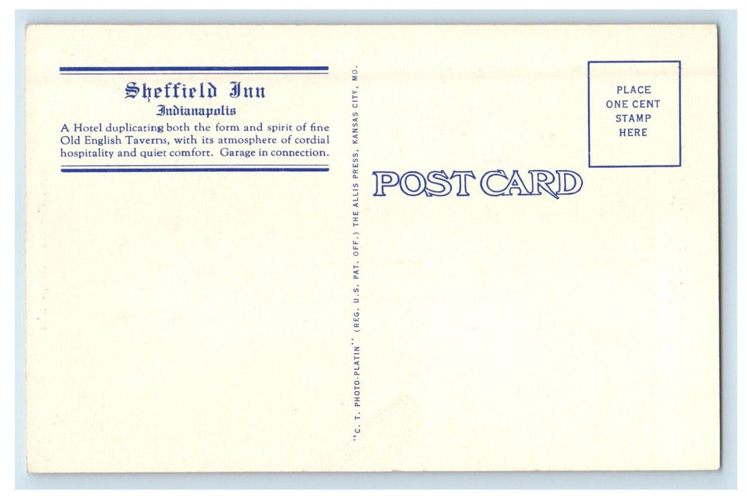 c1940s Sheffield Inn, A Quaint Old English Tavern Indianapolis IN Postcard