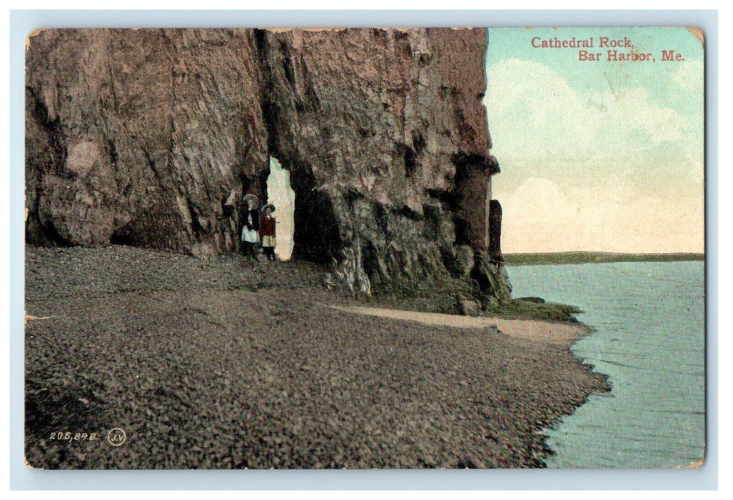 1910 Cathedral Rock Sea View Bar Harbor Maine ME Posted Antique Postcard