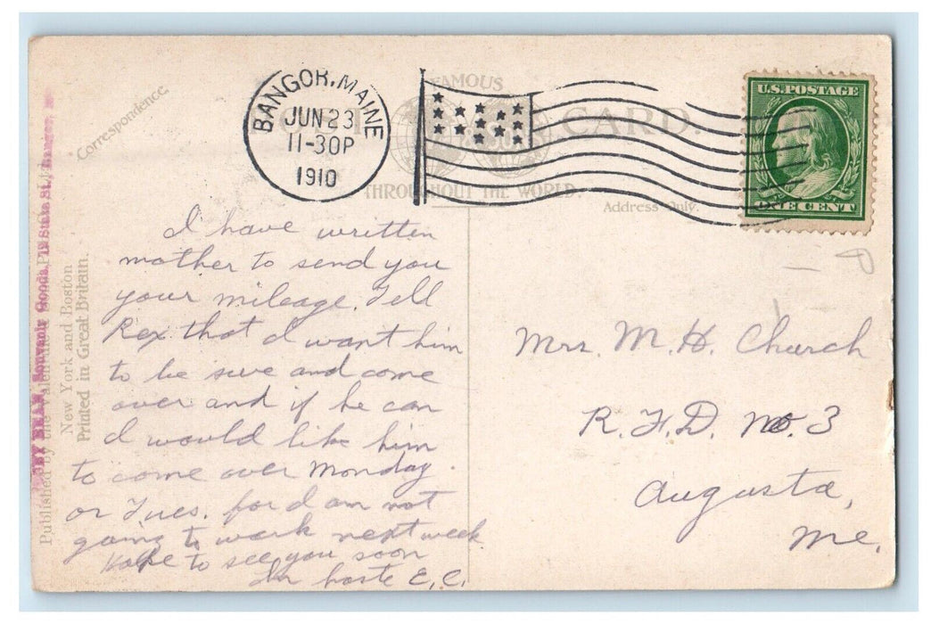 1910 View Of The Stand Pipe Bangor Maine ME Posted Antique Postcard