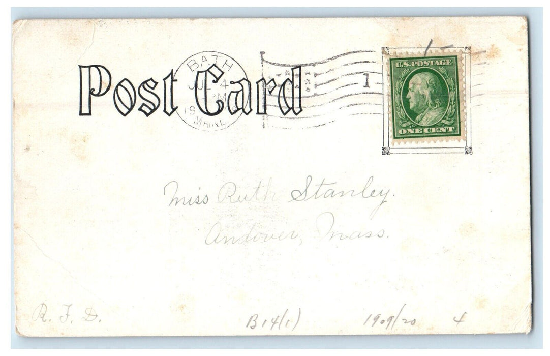 1909 Beacon Street M.E. Church Snow Winter Bath Maine ME Posted Antique Postcard