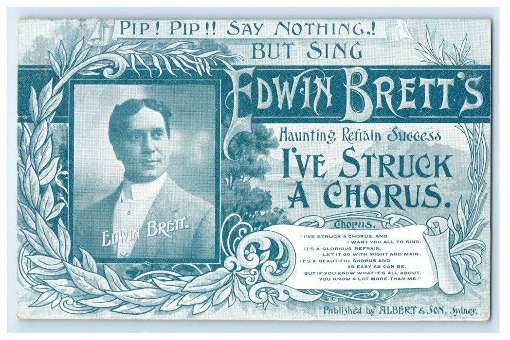 c1910 Edwin Brett's I've Struck a Chorus Theatre Advertising Sydney Postcard