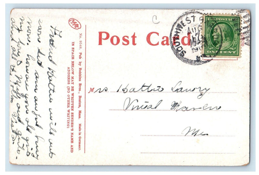 1909 Sea View Sunset Frenchman's Bay Bar Harbor Maine ME Posted Antique Postcard