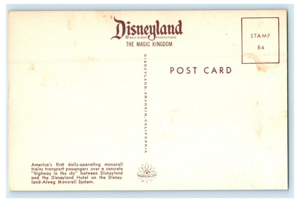 Disneyland Monorail Trains Between Disneyland And Hotel Anaheim CA Postcard