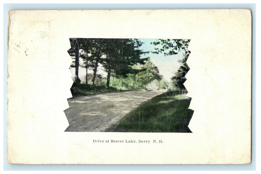 1912 Drive at Beaver Lake Derry New Hampshire NH Posted Postcard