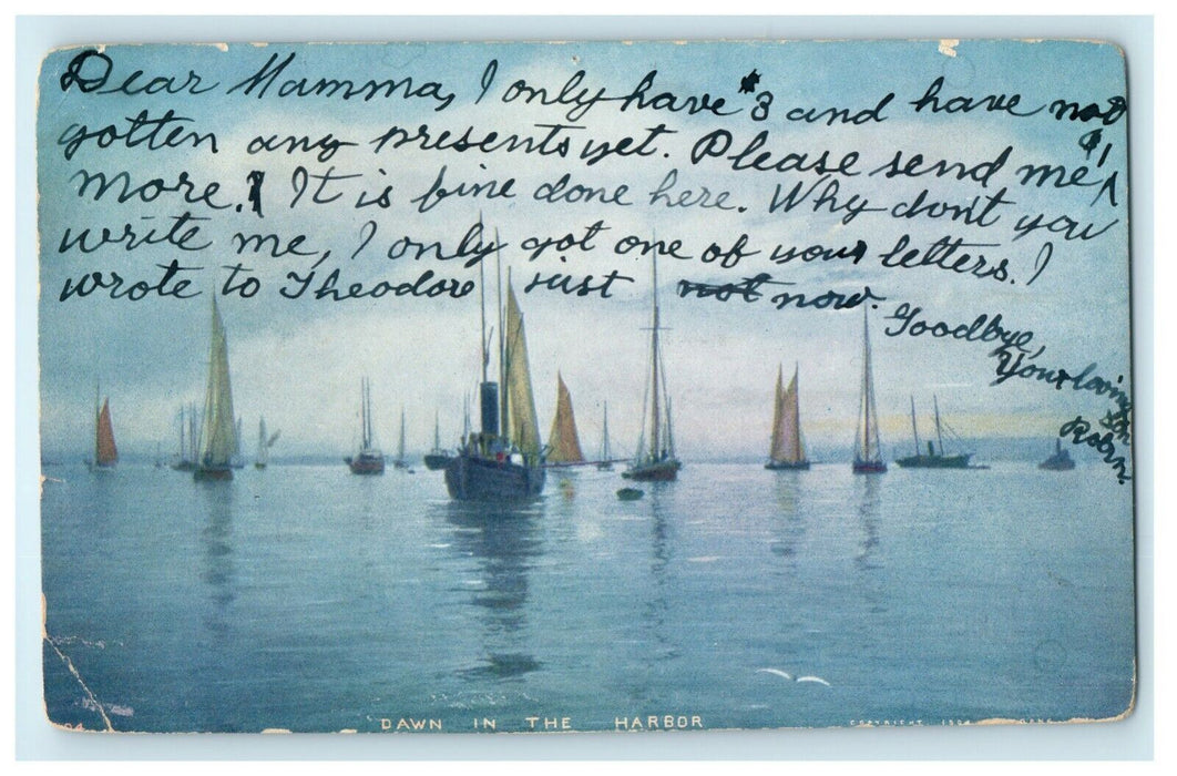 1906 Sailboats Atlantic City Dawn in Harbor New Jersey NJ Postcard