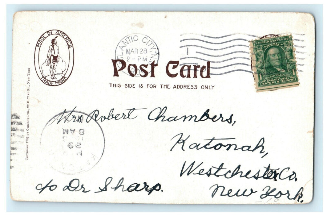 1906 Sailboats Atlantic City Dawn in Harbor New Jersey NJ Postcard
