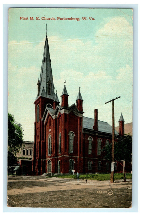 1920 First Methodist Church Parkersburg West Virginia WV Postcard