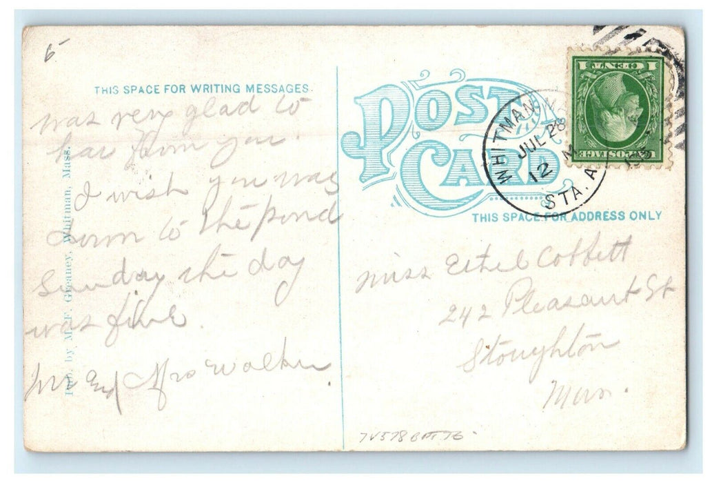 1915 Postoffice & K. Of  P.  Building, Whitman Massachusetts MA Antique Postcard
