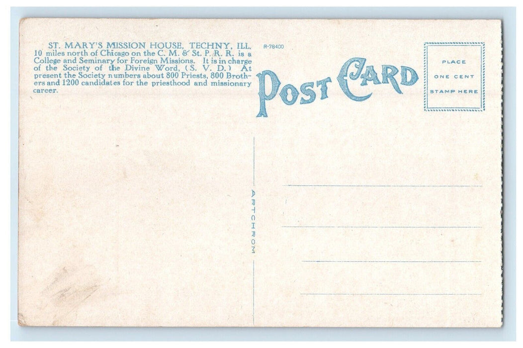St. Mary's Mission House Farm Buildings Cows Techny Illinois IL Postcard