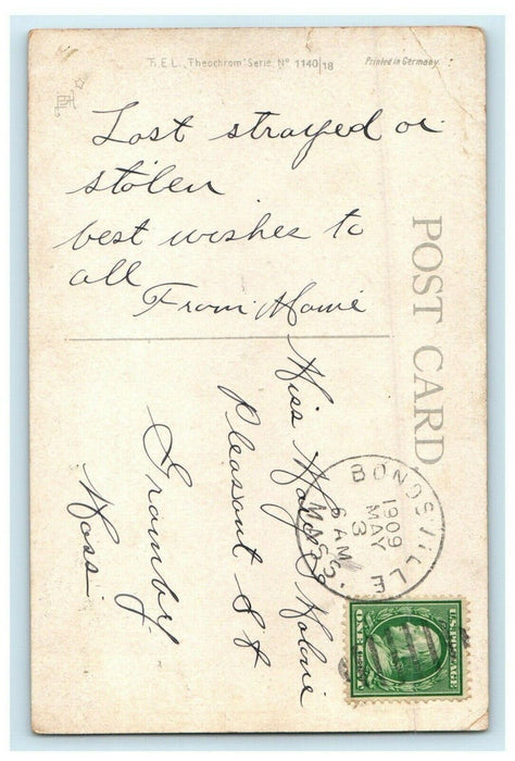 1909 Bondsville Massachusetts MA "My Thoughts Are With You" Antique Postcard