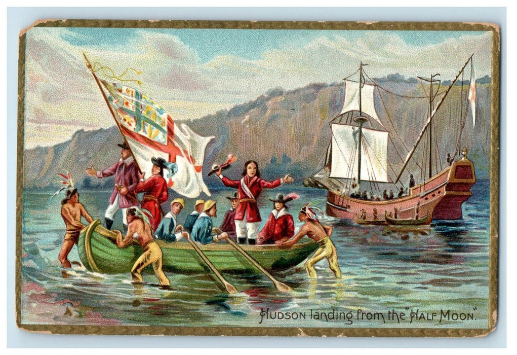 1909 Hudson Landing From The Half Moon New York NY Embossed Tuck's Postcard