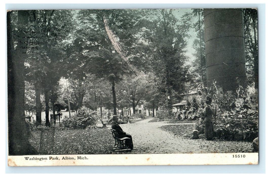 Washington Park Albion Michigan 1912 Warseon Ohio Vintage Antique Postcard