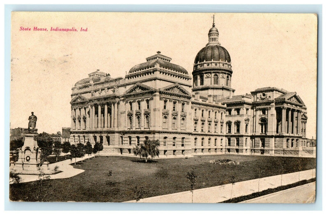 1908 State House Indianapolis Indiana IN West Liberty Ohio OH Postcard