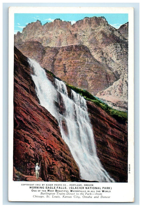 1912 Morning Eagle Falls (Glacier National Park) Burlington Postcard